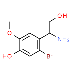 ChemSpider 2D Image | 4-(1-Amino-2-hydroxyethyl)-5-bromo-2-methoxyphenol | C9H12BrNO3