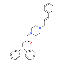 ChemSpider 2D Image | (2R)-1-(9H-Carbazol-9-yl)-3-{4-[(2E)-3-phenyl-2-propen-1-yl]-1-piperazinyl}-2-propanol | C28H31N3O