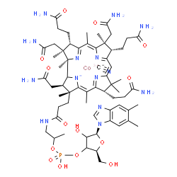 ChemSpider 2D Image | cobaltic;[(2S,5S)-5-(5,6-dimethylbenzimidazol-1-yl)-4-hydroxy-2-(hydroxymethyl)tetrahydrofuran-3-yl] [1-methyl-2-[3-[(2R,3R,4Z,7S,9Z,12S,13S,14Z,17S,18S,19R)-2,13,18-tris(2-amino-2-oxo-ethyl)-7,12,17-tris(3-amino-3-oxo-propyl)-3,5,8,8,13,15,18,19-octamethyl-2,7,12,17-tetrahydro-1H-corrin-21-id-3-yl]propanoylamino]ethyl] hydrogen phosphate;cyanide | C63H89CoN14O14P