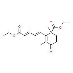 ChemSpider 2D Image | Ethyl 2-[(1E,3E)-5-ethoxy-3-methyl-5-oxo-1,3-pentadien-1-yl]-1,3-dimethyl-4-oxo-2-cyclohexene-1-carboxylate | C19H26O5