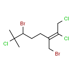 ChemSpider 2D Image | (2Z)-6-Bromo-3-(bromomethyl)-1,2,7-trichloro-7-methyl-2-octene | C10H15Br2Cl3