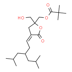 ChemSpider 2D Image | [(4Z)-2-(Hydroxymethyl)-4-(3-isobutyl-5-methylhexylidene)-5-oxotetrahydro-2-furanyl]methyl pivalate | C22H38O5