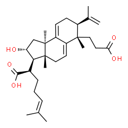 ChemSpider 2D Image | (2R)-2-[(2R,3R,3aR,6S,7S,9bR)-6-(2-Carboxyethyl)-2-hydroxy-7-isopropenyl-3a,6,9b-trimethyl-2,3,3a,4,6,7,8,9b-octahydro-1H-cyclopenta[a]naphthalen-3-yl]-6-methyl-5-heptenoic acid | C30H44O5