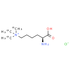 ChemSpider 2D Image | N-[(5S)-5-Amino-5-carboxypentyl]-N,N-bis[(~13~C)methyl](~13~C)methanaminium chloride | C613C3H21ClN2O2
