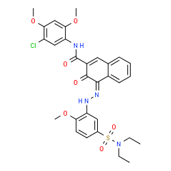 ChemSpider 2D Image | (4Z)-N-(5-Chloro-2,4-dimethoxyphenyl)-4-{[5-(diethylsulfamoyl)-2-methoxyphenyl]hydrazono}-3-oxo-3,4-dihydro-2-naphthalenecarboxamide | C30H31ClN4O7S