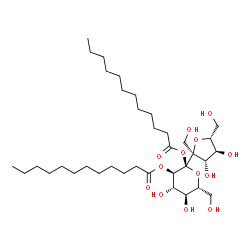 ChemSpider 2D Image | (2S,3R,4S,5S,6R)-2-[(2S,3S,4S,5R)-3,4-Dihydroxy-2,5-bis(hydroxymethyl)tetrahydro-2-furanyl]-4,5-dihydroxy-6-(hydroxymethyl)tetrahydro-2H-pyran-2,3-diyl didodecanoate | C36H66O13