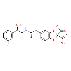 ChemSpider 2D Image | 5-[(2R)-2-{[(2R)-2-(3-Chlorophenyl)-2-hydroxyethyl]amino}propyl]-1,3-benzodioxole-2,2-dicarboxylic acid | C20H20ClNO7