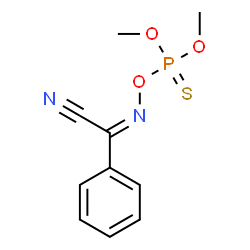 ChemSpider 2D Image | 2-(Dimethoxyphosphinothioyloxyimino)-2-phenylacetonitrile | C10H11N2O3PS