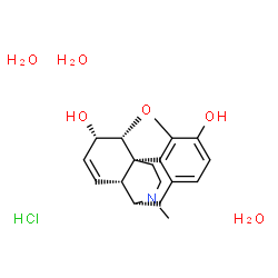 ChemSpider 2D Image | (5alpha,6alpha)-17-Methyl-7,8-didehydro-4,5-epoxymorphinan-3,6-diol hydrochloride trihydrate | C17H26ClNO6