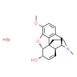 ChemSpider 2D Image | (5alpha,6alpha,14alpha)-3-Methoxy-17-methyl-7,8-didehydro-4,5-epoxymorphinan-6-ol hydrobromide (1:1) | C18H22BrNO3