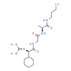 ChemSpider 2D Image | N-{(2R)-2-Cyclohexyl-2-[(diaminomethylene)amino]acetyl}glycyl-N-(3-sulfanylpropyl)-L-alaninamide | C17H32N6O3S