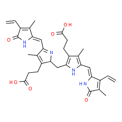 ChemSpider 2D Image | 3-[2-[[3-(2-carboxyethyl)-5-[(Z)-(5-hydroxy-3-methyl-4-vinyl-pyrrol-2-ylidene)methyl]-4-methyl-2H-pyrrol-2-yl]methyl]-5-[(Z)-(5-hydroxy-4-methyl-3-vinyl-pyrrol-2-ylidene)methyl]-4-methyl-1H-pyrrol-3-yl]propanoic acid | C33H36N4O6