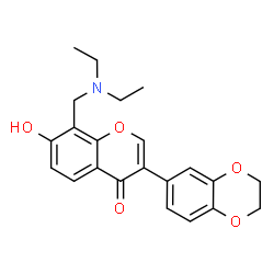 ChemSpider 2D Image | 8-Diethylaminomethyl-3-(2,3-dihydro-benzo[1,4]dioxin-6-yl)-7-hydroxy-chromen-4-one | C22H23NO5