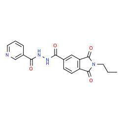 ChemSpider 2D Image | 1,3-Dioxo-2-propyl-N'-(3-pyridinylcarbonyl)-5-isoindolinecarbohydrazide | C18H16N4O4