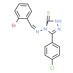 ChemSpider 2D Image | 4-[(Z)-(2-Bromobenzylidene)amino]-5-(4-chlorophenyl)-2,4-dihydro-3H-1,2,4-triazole-3-thione | C15H10BrClN4S
