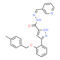 ChemSpider 2D Image | 3-{2-[(4-Methylbenzyl)oxy]phenyl}-N'-[(Z)-3-pyridinylmethylene]-1H-pyrazole-5-carbohydrazide | C24H21N5O2