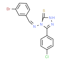 ChemSpider 2D Image | 4-[(Z)-(3-Bromobenzylidene)amino]-5-(4-chlorophenyl)-2,4-dihydro-3H-1,2,4-triazole-3-thione | C15H10BrClN4S