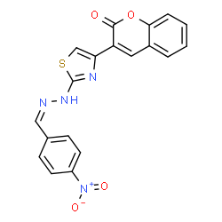 ChemSpider 2D Image | 3-{2-[(2Z)-2-(4-Nitrobenzylidene)hydrazino]-1,3-thiazol-4-yl}-2H-chromen-2-one | C19H12N4O4S