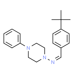 ChemSpider 2D Image | (Z)-1-[4-(2-Methyl-2-propanyl)phenyl]-N-(4-phenyl-1-piperazinyl)methanimine | C21H27N3