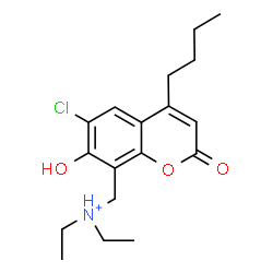 ChemSpider 2D Image | N-[(4-Butyl-6-chloro-7-hydroxy-2-oxo-2H-chromen-8-yl)methyl]-N-ethylethanaminium | C18H25ClNO3