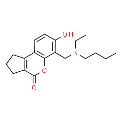 ChemSpider 2D Image | 6-{[Butyl(ethyl)amino]methyl}-7-hydroxy-2,3-dihydrocyclopenta[c]chromen-4(1H)-one | C19H25NO3