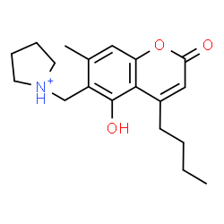 ChemSpider 2D Image | 1-[(4-Butyl-5-hydroxy-7-methyl-2-oxo-2H-chromen-6-yl)methyl]pyrrolidinium | C19H26NO3