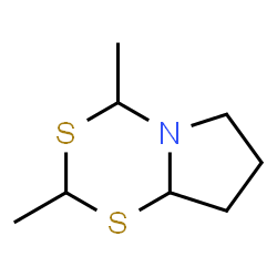 ChemSpider 2D Image | 2,4-Dimethyltetrahydropyrrolo[2,1-d][1,3,5]dithiazine | C8H15NS2
