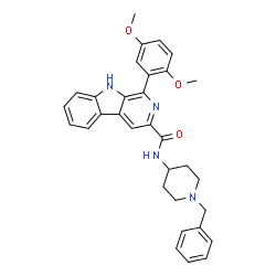 ChemSpider 2D Image | N-(1-Benzyl-4-piperidinyl)-1-(2,5-dimethoxyphenyl)-9H-beta-carboline-3-carboxamide | C32H32N4O3