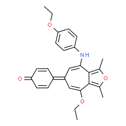 ChemSpider 2D Image | 4-{4-Ethoxy-8-[(4-ethoxyphenyl)amino]-1,3-dimethyl-6H-cyclohepta[c]furan-6-ylidene}-2,5-cyclohexadien-1-one | C27H27NO4