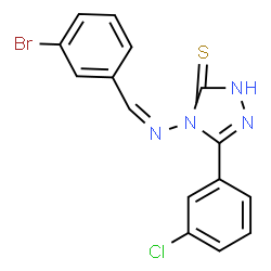 ChemSpider 2D Image | 4-[(Z)-(3-Bromobenzylidene)amino]-5-(3-chlorophenyl)-2,4-dihydro-3H-1,2,4-triazole-3-thione | C15H10BrClN4S