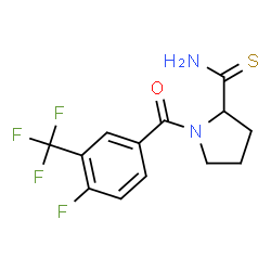 ChemSpider 2D Image | 1-[4-Fluoro-3-(trifluoromethyl)benzoyl]-2-pyrrolidinecarbothioamide | C13H12F4N2OS