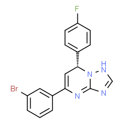 ChemSpider 2D Image | (7R)-5-(3-Bromophenyl)-7-(4-fluorophenyl)-1,7-dihydro[1,2,4]triazolo[1,5-a]pyrimidine | C17H12BrFN4