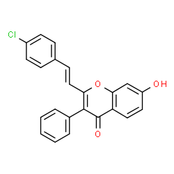 ChemSpider 2D Image | 2-[(E)-2-(4-Chlorophenyl)vinyl]-7-hydroxy-3-phenyl-4H-chromen-4-one | C23H15ClO3