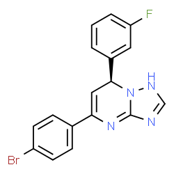 ChemSpider 2D Image | (7S)-5-(4-Bromophenyl)-7-(3-fluorophenyl)-1,7-dihydro[1,2,4]triazolo[1,5-a]pyrimidine | C17H12BrFN4