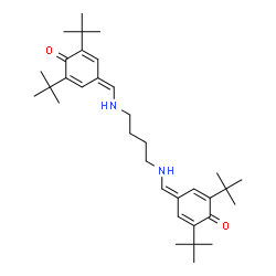 ChemSpider 2D Image | 4,4'-[1,4-Butanediylbis(iminomethylylidene)]bis[2,6-bis(2-methyl-2-propanyl)-2,5-cyclohexadien-1-one] | C34H52N2O2