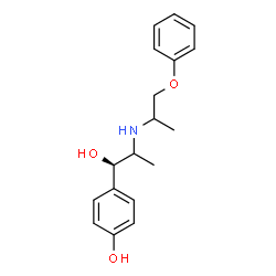 ChemSpider 2D Image | 4-[(1R)-1-hydroxy-2-(1-phenoxypropan-2-ylamino)propyl]phenol | C18H23NO3