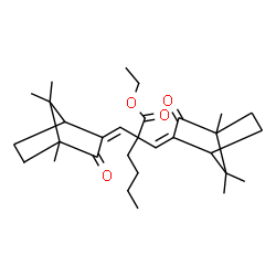 ChemSpider 2D Image | Ethyl 2,2-bis[(Z)-(4,7,7-trimethyl-3-oxobicyclo[2.2.1]hept-2-ylidene)methyl]hexanoate | C30H44O4