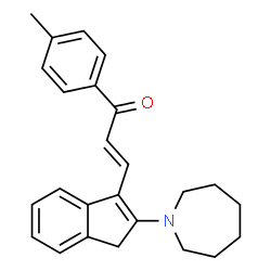 ChemSpider 2D Image | (2E)-3-[2-(1-Azepanyl)-1H-inden-3-yl]-1-(4-methylphenyl)-2-propen-1-one | C25H27NO