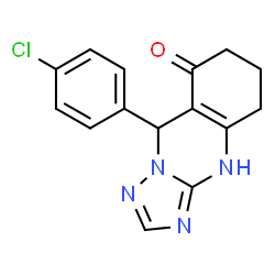 ChemSpider 2D Image | 9-(4-Chlorophenyl)-5,6,7,9-tetrahydro[1,2,4]triazolo[5,1-b]quinazolin-8(1H)-one | C15H13ClN4O
