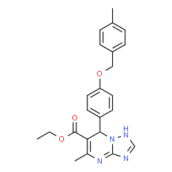 ChemSpider 2D Image | Ethyl 5-methyl-7-{4-[(4-methylbenzyl)oxy]phenyl}-1,7-dihydro[1,2,4]triazolo[1,5-a]pyrimidine-6-carboxylate | C23H24N4O3