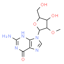 ChemSpider 2D Image | 2-Amino-9-(2-O-methylpentofuranosyl)-3,9-dihydro-6H-purin-6-one | C11H15N5O5