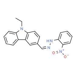 ChemSpider 2D Image | 9-Ethyl-3-{(Z)-[(2-nitrophenyl)hydrazono]methyl}-9H-carbazole | C21H18N4O2