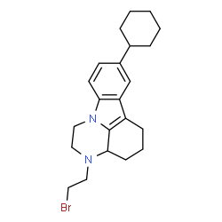 ChemSpider 2D Image | 3-(2-Bromoethyl)-8-cyclohexyl-2,3,3a,4,5,6-hexahydro-1H-pyrazino[3,2,1-jk]carbazole  | C22H29BrN2