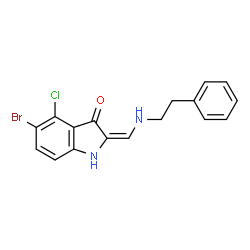 ChemSpider 2D Image | 5-Bromo-4-chloro-2-(phenethylamino-methylene)-1,2-dihydro-indol-3-one | C17H14BrClN2O