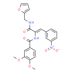ChemSpider 2D Image | N-[(1Z)-3-[(2-Furylmethyl)amino]-1-(3-nitrophenyl)-3-oxo-1-propen-2-yl]-3,4-dimethoxybenzamide | C23H21N3O7