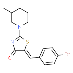 ChemSpider 2D Image | (5Z)-5-(4-Bromobenzylidene)-2-(3-methyl-1-piperidinyl)-1,3-thiazol-4(5H)-one | C16H17BrN2OS