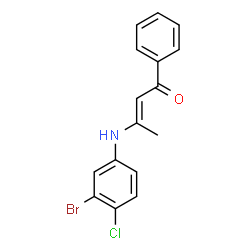 ChemSpider 2D Image | (2E)-3-[(3-Bromo-4-chlorophenyl)amino]-1-phenyl-2-buten-1-one | C16H13BrClNO