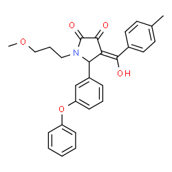 ChemSpider 2D Image | (4E)-4-[Hydroxy(4-methylphenyl)methylene]-1-(3-methoxypropyl)-5-(3-phenoxyphenyl)-2,3-pyrrolidinedione | C28H27NO5