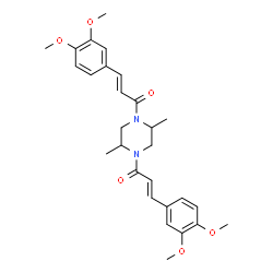 ChemSpider 2D Image | (2E,2'E)-1,1'-(2,5-Dimethyl-1,4-piperazinediyl)bis[3-(3,4-dimethoxyphenyl)-2-propen-1-one] | C28H34N2O6