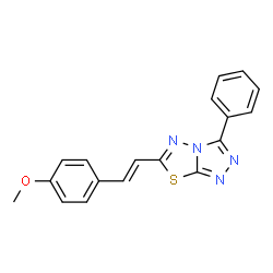 ChemSpider 2D Image | 6-[(E)-2-(4-Methoxyphenyl)vinyl]-3-phenyl[1,2,4]triazolo[3,4-b][1,3,4]thiadiazole | C18H14N4OS